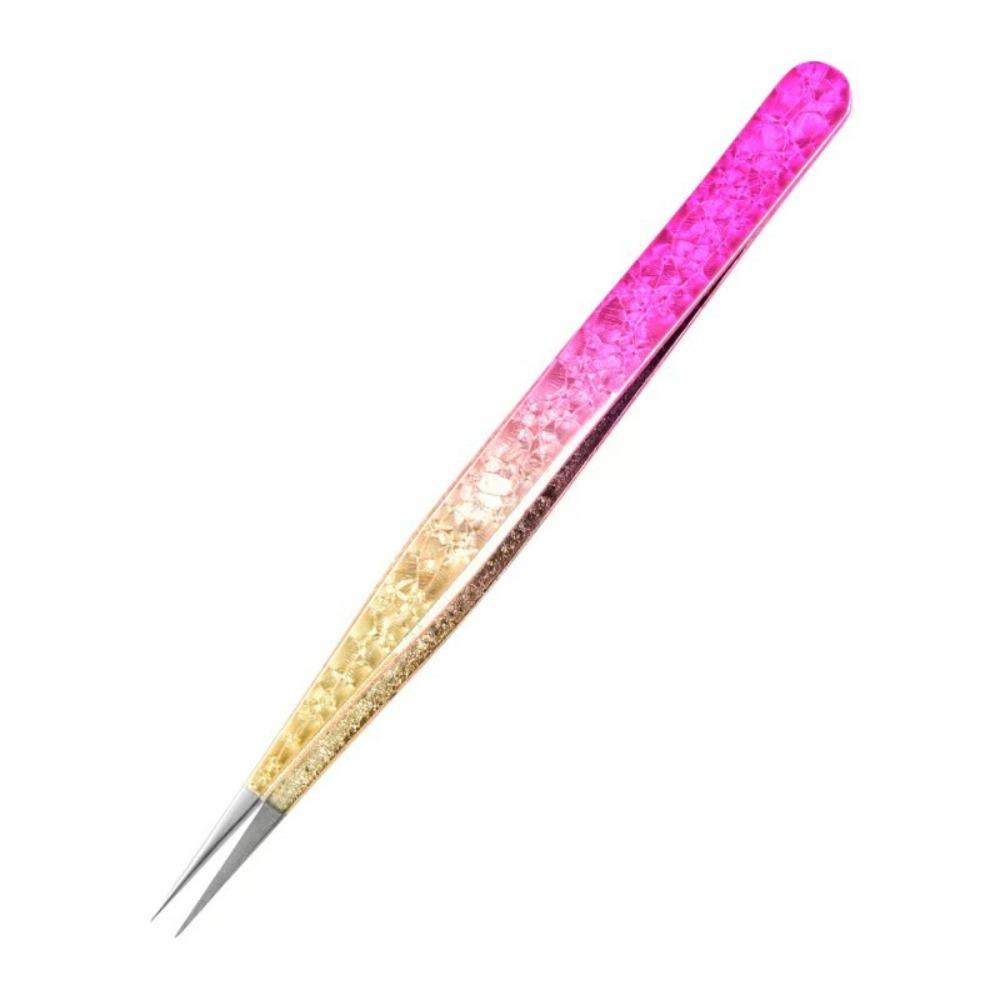 Ice Flower Texture Eyelash Extension Tweezers Ombre Color Precision Tweezers Salon Use