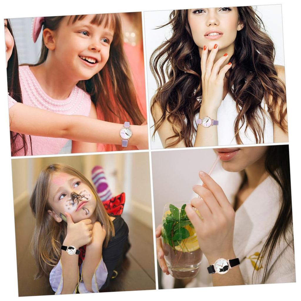MUCKLILY Мультфильм Кот Часы Часы 2 шт Детские Девочки Часы Женские Часы Детские Часы Девочки Часы Кошка Часы Девочки Ученики начальной школы Lilojes