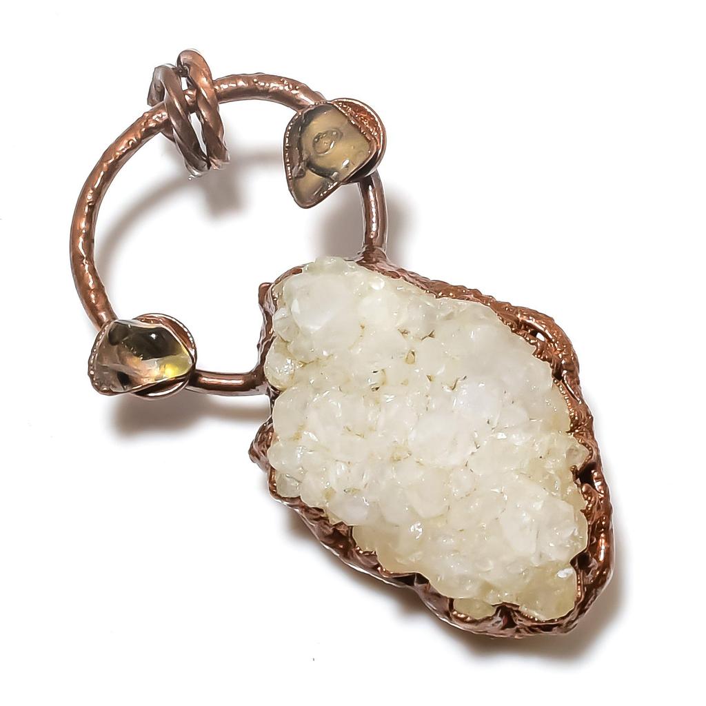 Прозрачные солнечные друзы, Медный гальванопластический кулон, Ювелирные изделия ручной работы из драгоценных камней, Подарки для жены, Совершенно новый кулон