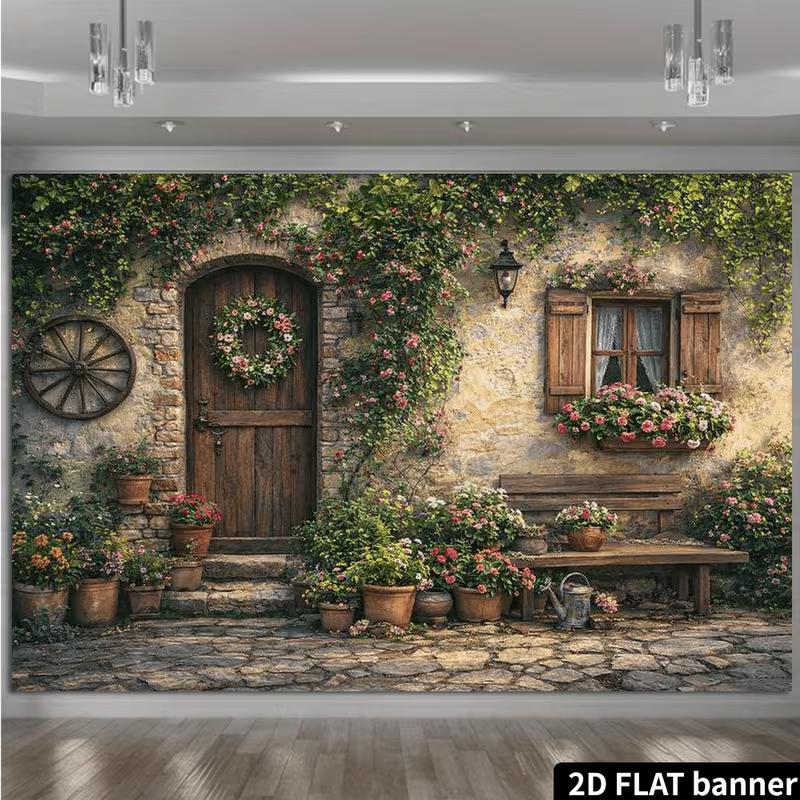 2D Country Lane Floral Portrait Photo Backdrop