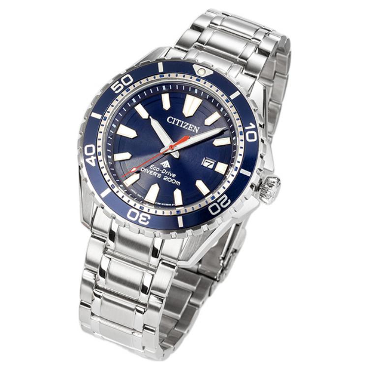 Citizen Серия Eco-Drive Водонепроницаемые Спортивные Модные Светящиеся Календарь Кварцевый Механизм Часы из Нержавеющей Стали Мужские часы Синие BN0191-80L