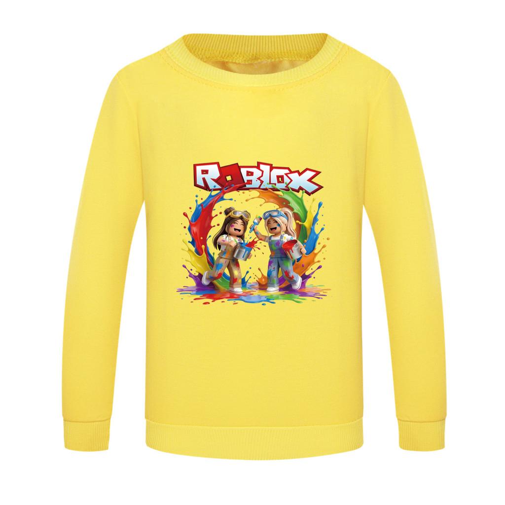 5577 Детская толстовка с принтом Roblox, разноцветная, для мальчиков и девочек, с круглым вырезом, с длинными рукавами
