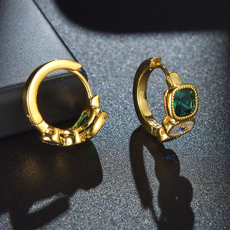 ANENJERY Зеленые белые овальные круглые серьги-кольца из циркония для женщин, модные роскошные серьги для вечеринок, ювелирные изделия
