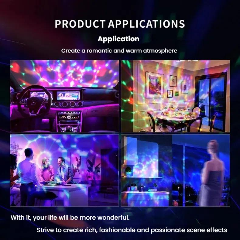 Мини USB Автомобильный Светодиодный Атмосферный Светильник с RGB Автоматическим Вращением Сценический Диско Ночник для Автомобиля Рождественское Украшение KTV Домашняя Вечеринка Бар