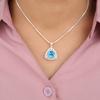 Swiss Blue Topaz Gemstone 925 Solid Silver Jewelry Zircon Pendant 0.99" For Girl CZP-8-8