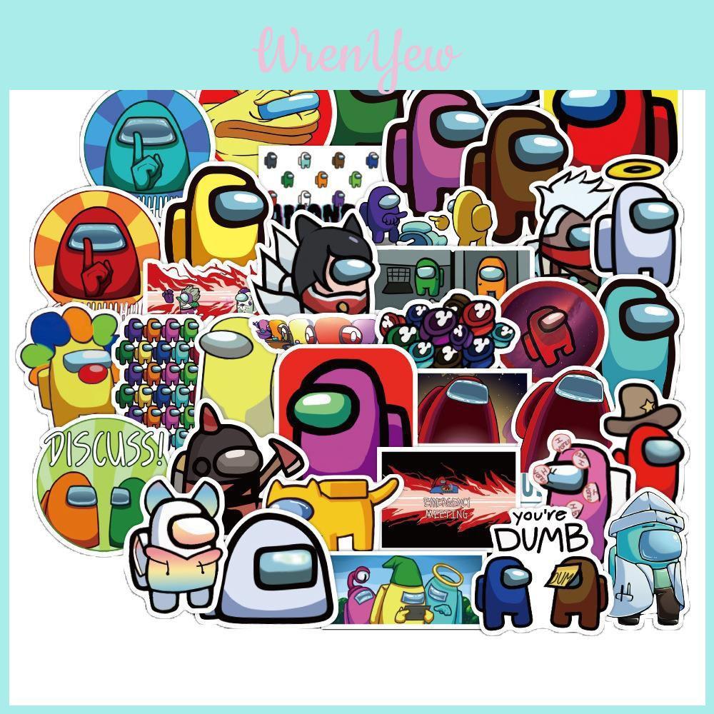 Among Game 50pcs Us Stickers Waterproof Pvc Luggage Laptop Mug Bikes Decals Diy