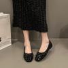 Summer Square Toe Shallow Toe Flat Heel Sequined Women's Bean Shoes