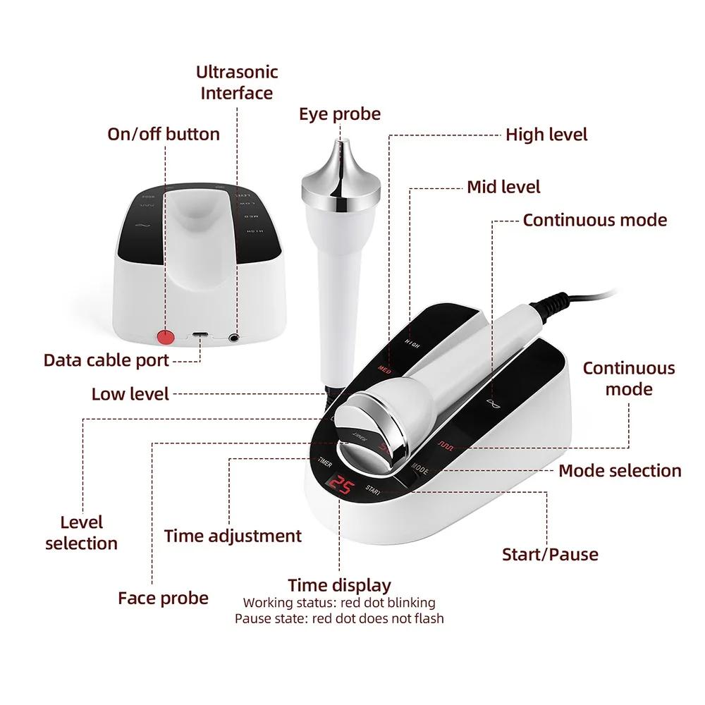Ultrasound Skin Care Beauty Machine, High-Frequency Ultrasonic Face & Eye Massager for Women, Anti-Aging Skin Tightening Home SPA Device