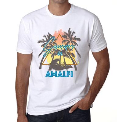 Мужская винтажная футболка Футболка с рисунком Summer Triangle Amalfi White