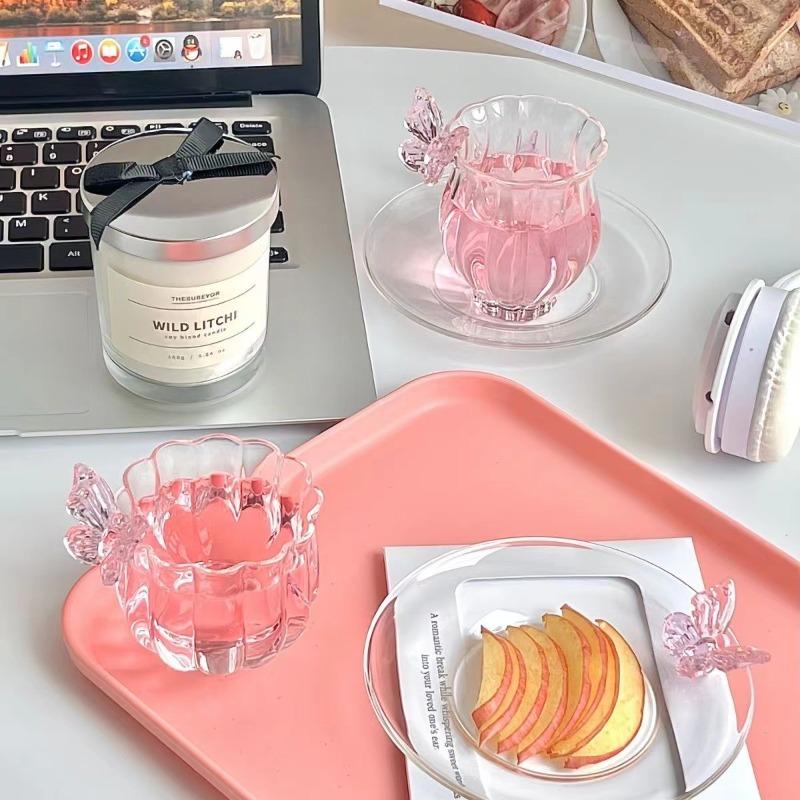 Японская коллекция чашек Бога цветов Ручная работа Чашка с нарциссом и бабочкой Домашняя стеклянная чашка Кофейная чашка Креативная чайная чашка