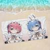 Аниме Re Zero Микрофибровое одеяло Быстросохнущие пляжные полотенца Большой размер с принтом Супервпитывающее полотенце-одеяло для бассейна