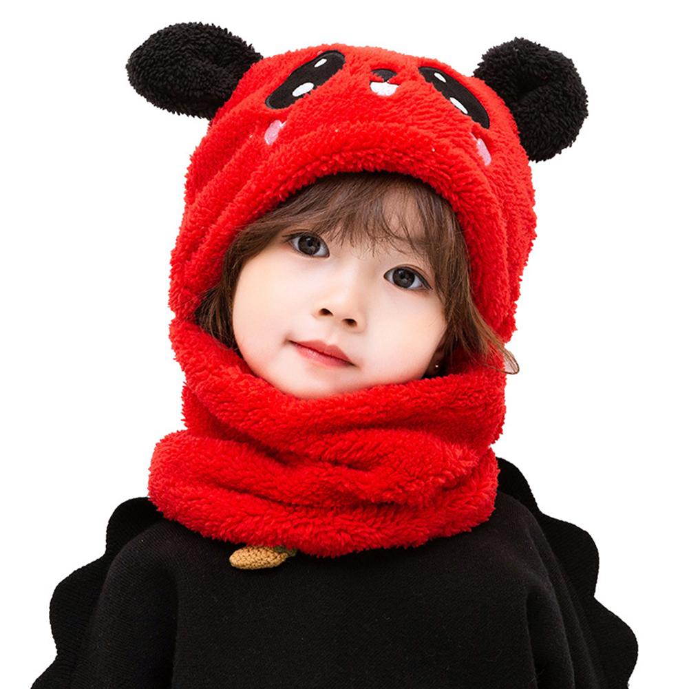 Children's Hat Coral Fleece Cute Ear Cap With Scarf For 5-9 Years Old Kids