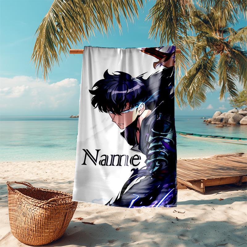 Personalized customized proof beach towel with Solo Leveling pattern - soft, absorbent,quick-drying,perfect swimming,camping&bathing