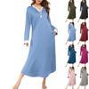 Women's Nightgown Long Housecoat V Neck Pajama Dress With Pockets