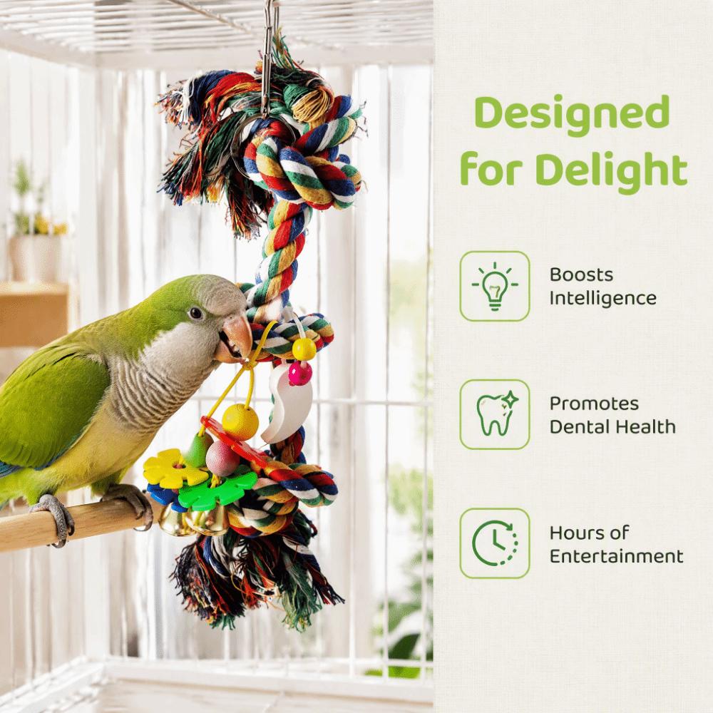 Colorful Cotton Rope Bird Hanging Toy Bite Resistant Cotton Rope Bird Toy For Small Parrots