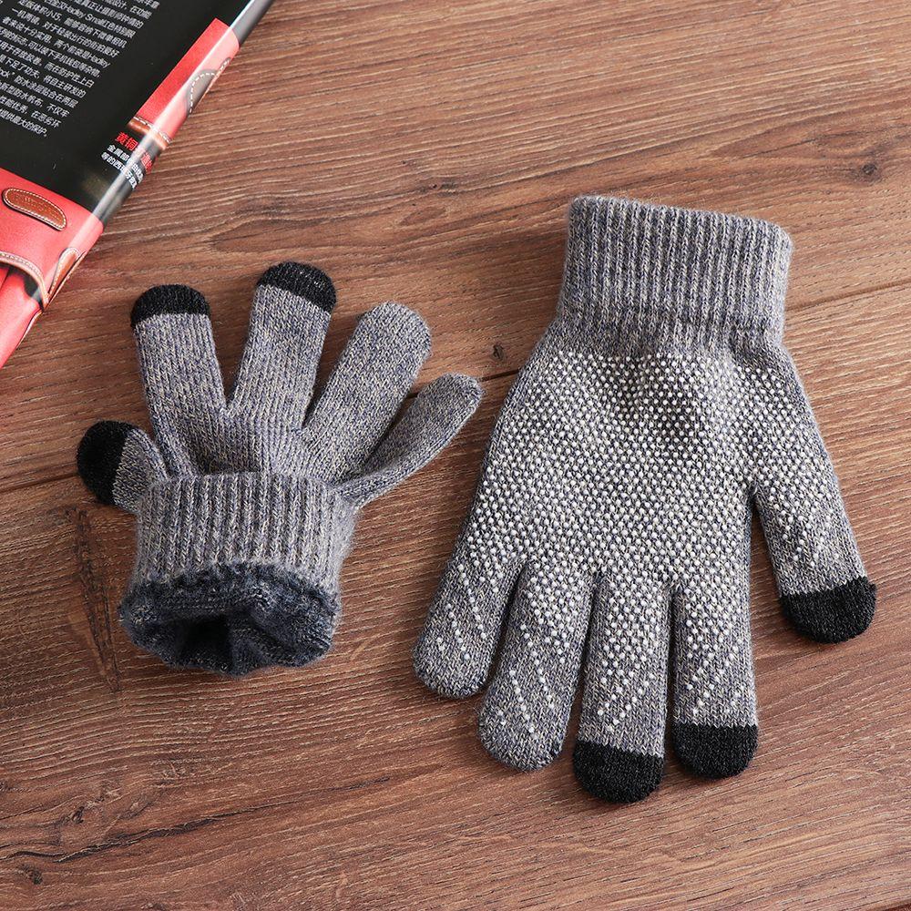 Christmas Gifts Stretch Non-slip Wool Knitted Warm Gloves Full Finger Mittens Touch Screen