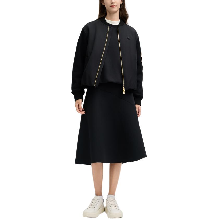 Fila Серия Милан Модная Повседневная Удобная Теплая Хлопковая Куртка Женская Куртка Черная F11W515902F-BK