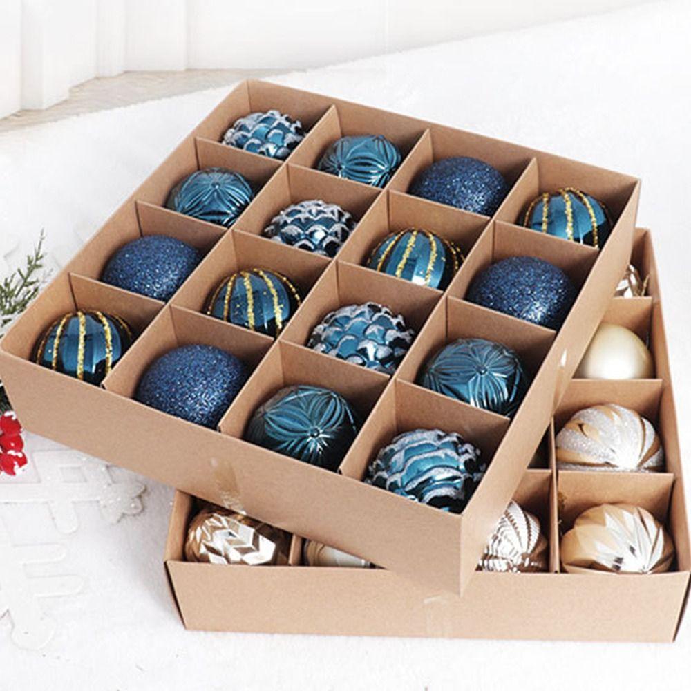 16pcs Shatterproof Painted Christmas Balls Set Plastic Xmas Tree Pendants  Holiday Party Ornament