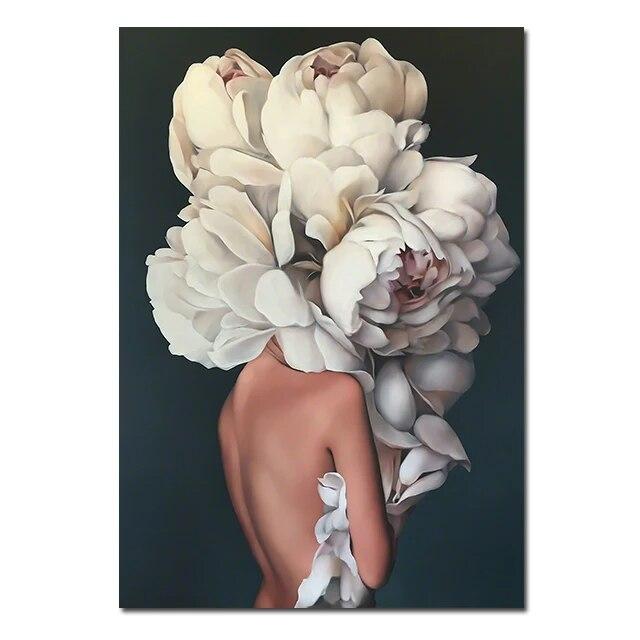 Женская голова с цветами, холст, живопись, скандинавские настенные художественные постеры, модная женская портретная картина, украшение для дома, спальни, без рамки