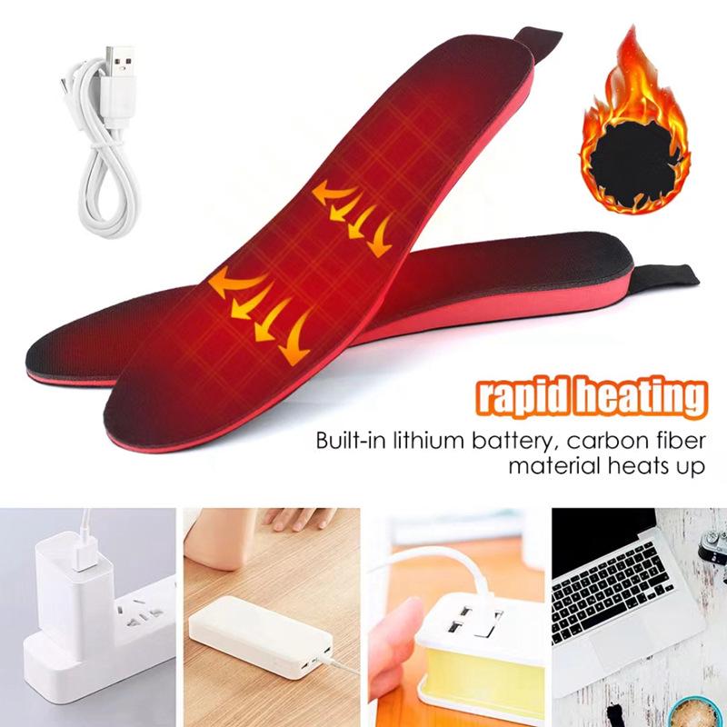 Перезаряжаемые USB стельки с подогревом для зимнего катания на лыжах - Трехуровневые грелки для ног