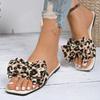 Мода 2025 Новая женская обувь С открытым носком Женские тапочки Модный леопардовый принт Бант-бабочка Большой размер Бестселлер Легкие плоские тапочки