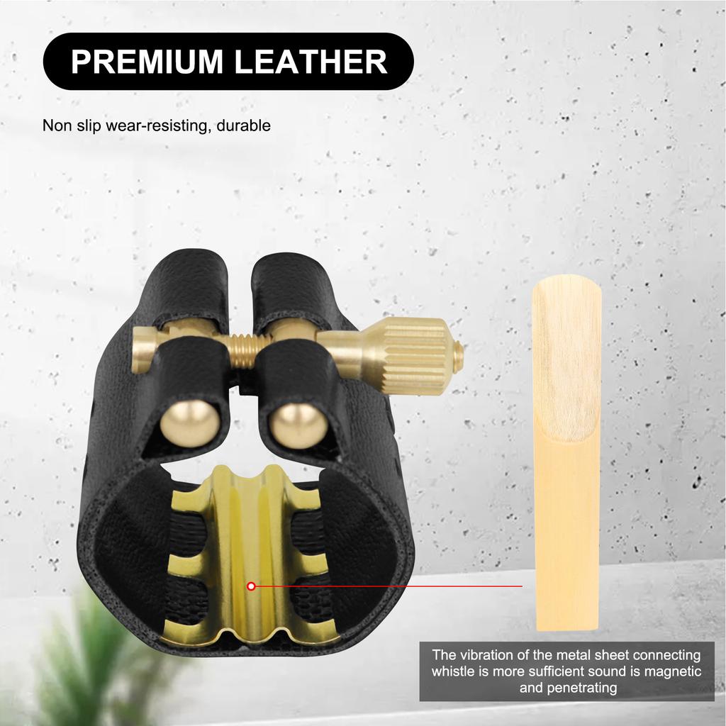 Металлическая пряжка для саксофона, кожаный зажим + колпачок, одинарный медный винт, регулировочная лигатура для саксофона, компактная