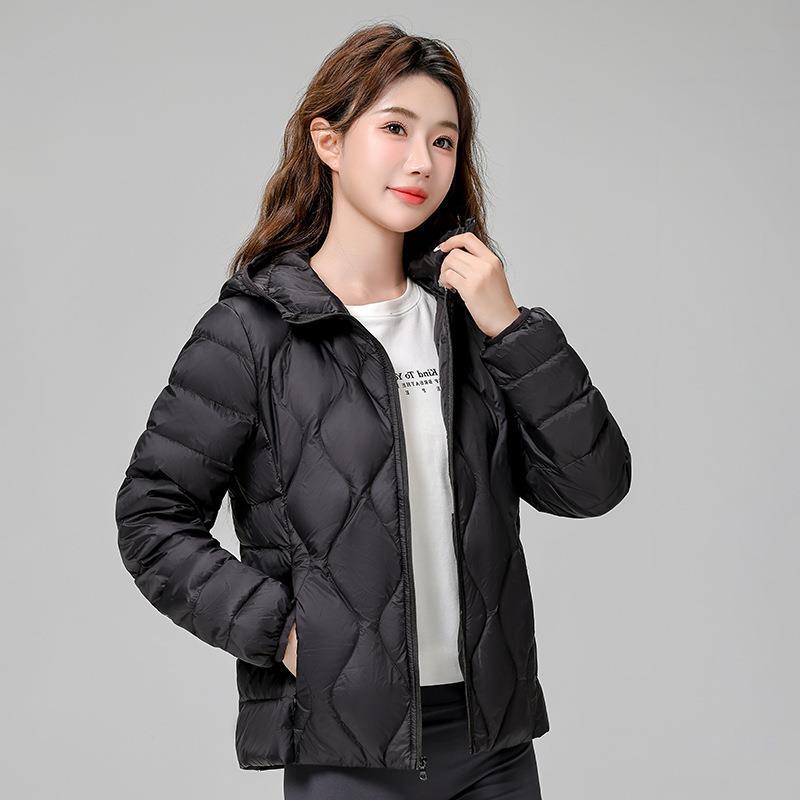 FASHION White Duck Down Premium Foreign Wave Pattern Short Down Jacket Slim Jacket 2025  New Hooded Trendy Clothes