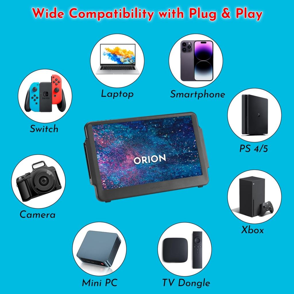 ORION от HD IPS Игровой дисплей с местом для консоли Nintendo Switch Совместим с DVD USB HDMI Портативный игровой второй Up-Switch 11,6-дюймовый