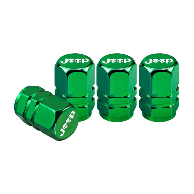 JOT2 4pcs Car Wheel Tires Valves Tyre Stem Caps For New Jeep Renegade Wrangler JK Compass Grand Cherokee Gladiator Car styling