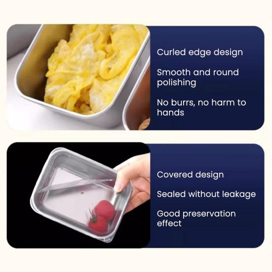 Контейнеры для хранения продуктов из нержавеющей стали с крышками, герметичные квадратные коробки для приготовления еды, пригодные для холодильника и духовки, герметичные коробки для ланча Bento без содержания бисфенола А