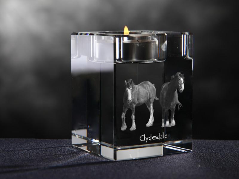 Clydesdale – Candle holder with picture of a horse, crystal tealight holder | Art-Dog