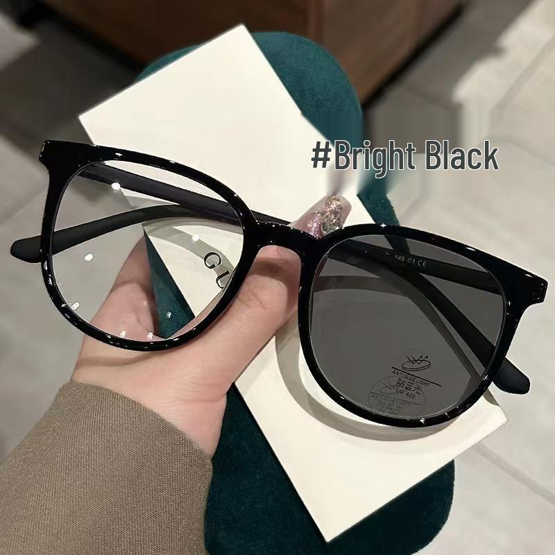 Унисекс студенческие очки по рецепту в стиле инфлюенсера Xiaohongshu, большая оправа каштанового цвета, образ без макияжа
