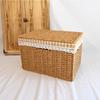 Плетеный ящик для хранения из имитации ротанга с крышкой для организации закусок, игрушек и одежды
