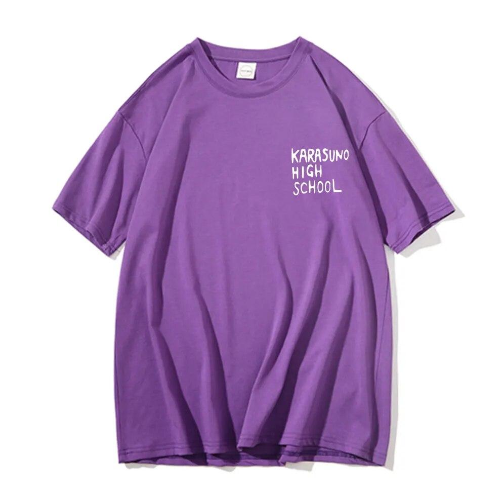 Anime Haikyuu Tobio Kageyama Graphic Tshirt Karasuno High School Letter Logo T-shirts Regular Unisex Women Loose Fashion T Shirt