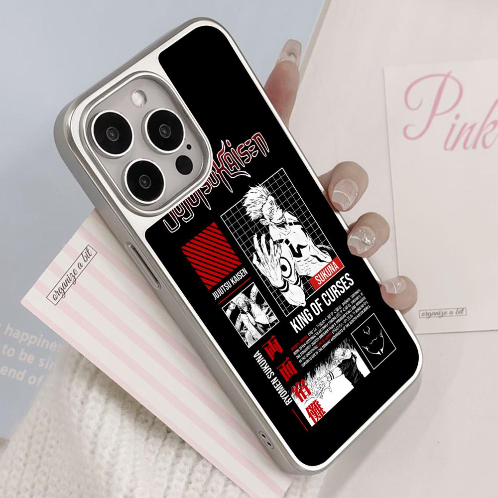 Чехол для мобильного телефона Jujutsu Kaisen Сукуна для iPhone 17 16 15 14 13 12 11 Air Pro Max Plus Серебряное покрытие Цветная крышка Красивый
