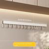 Wall Mounted No Drill Kitchen Hanging Rail - White Space Aluminum Hooks Organizer for Utensils Spoons Spatulas Pots Pans Storage