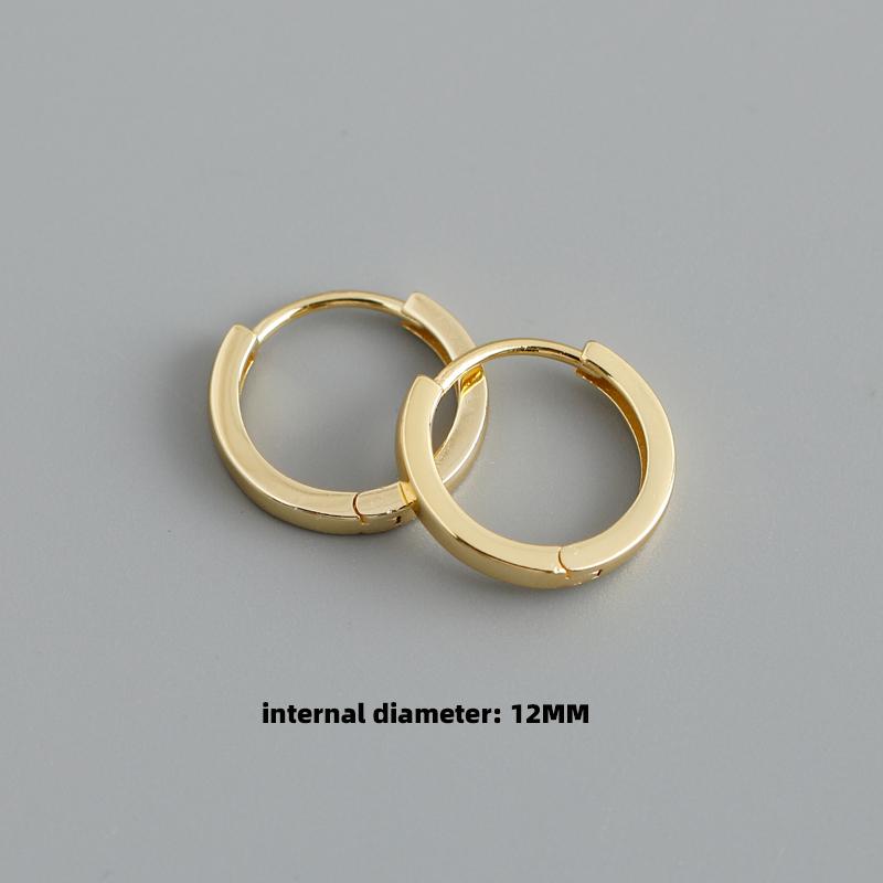 Gold Plated 925 Sterling Silver Hoop Earrings Women Trendy Ear Bone Perforated Design for Weddings