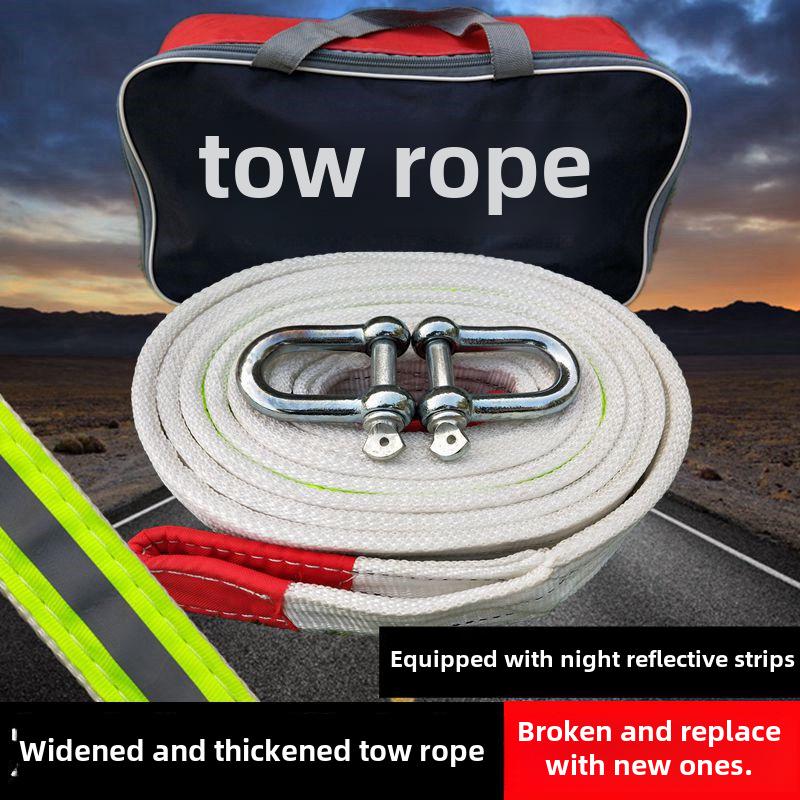 Heavy-Duty 10-Ton Tow Rope with Double Hooks, 5m for Off-Road Vehicle Rescue
