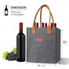 6Compartment Bottle Holder for Wine Beer Water Portable Felt Wine Bottle Bag Carrier with Handles for Wedding Travel Picnic