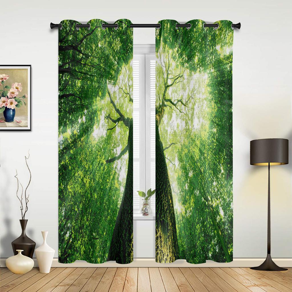 Maple Leaves Red Forest Starry Sky Window Curtains Home Decoration Living Room Curtains Kid's Room Cortinas For Kitchen Bedroom