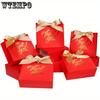 15pcs Small Red Paper Gift Bags with Bow Ribbon Party Favor Bags Thank You Bags Gift Packing Bag Printed with Golden Foil Candy Bags Mini Gift Bags