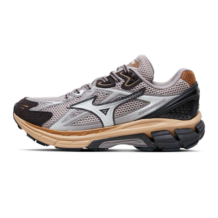 Mizuno Halo Mix Удобные Модные Нескользящие Износостойкие Дышащие Низкие Беговые Кроссовки Унисекс Кеды Цвет Фасоли Серый D1GH240809