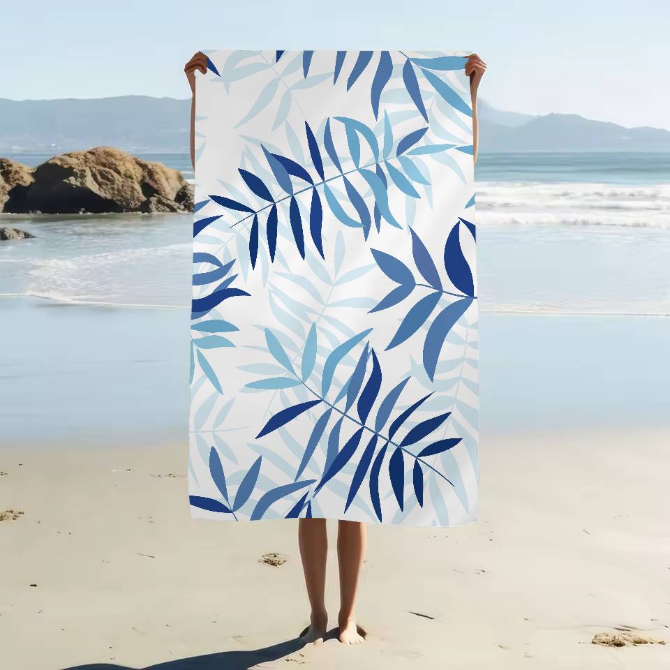 Plant Leaf Pattern Print Microfiber Blanket Quick Drying Beach Towels Oversized Printing Super Absorbent Pool Towel Blanket