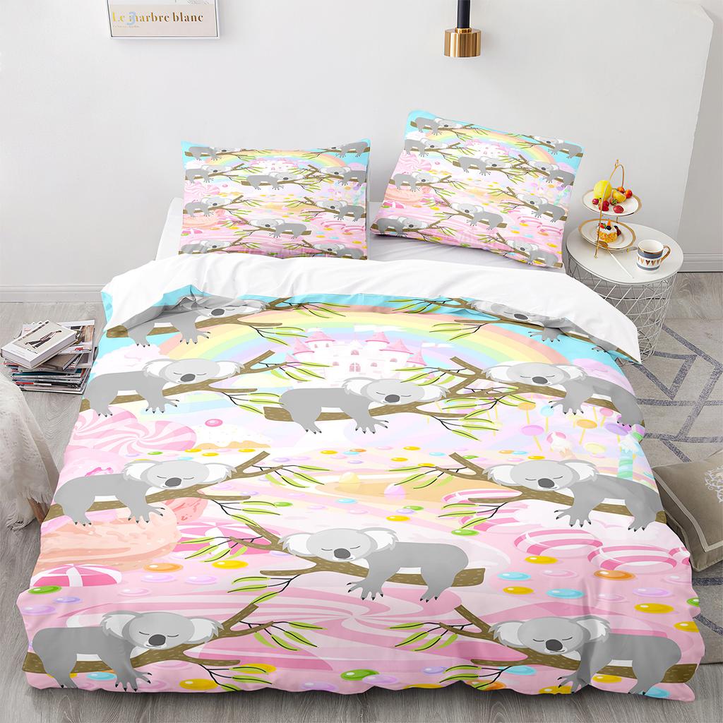 Comfortable Cartoon Koala Pattern Duvet Cover Set With Duvet Cover And Pillowcases King Queen Twin Sizes For Boys Girls And Kids