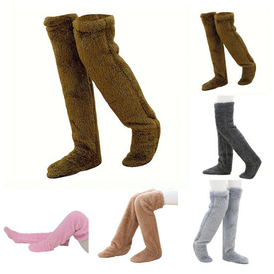 1 пара зимних носков-тапочек из утолщенного кораллового флиса с высокой трубкой, двойное утепление, защита коленных суставов, противоскользящие длинные носки, праздничный подарок, теплые носки для ног