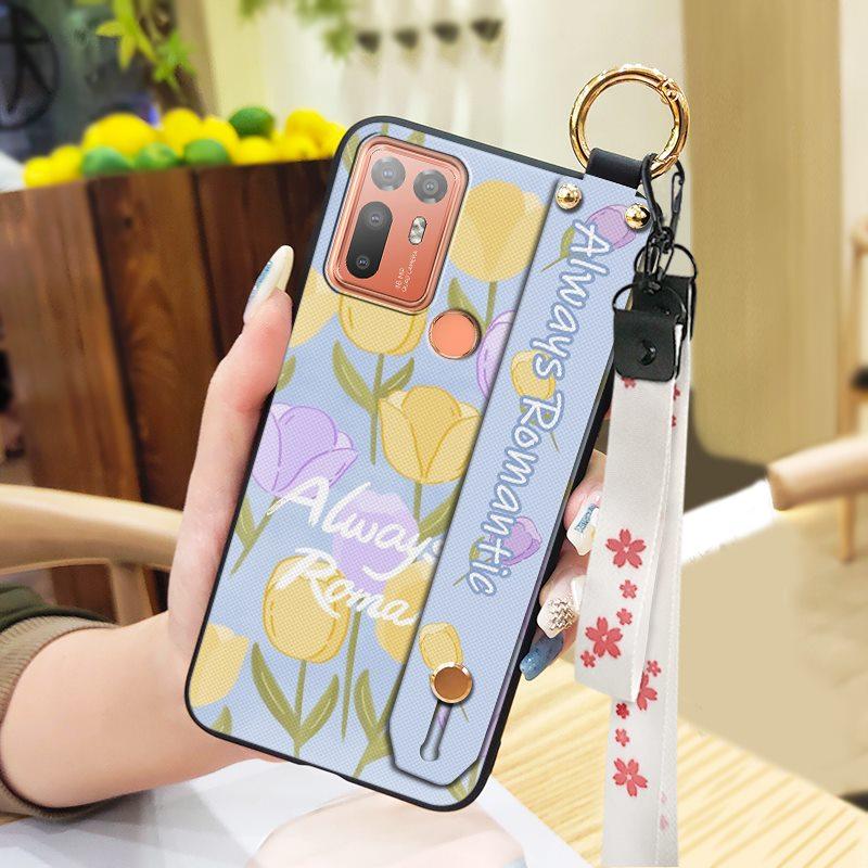 Защитный чехол-накладка для телефона для HTC Desire 20 Plus/D20+ с ремешком, подставкой, силиконовым ремешком на запястье, кольцом для картины маслом