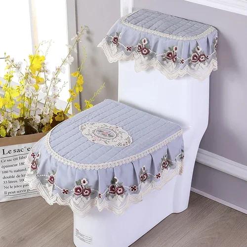 4 сезона Золотой бархатный туалетный комплект из трех предметов кружевная ткань молния стиль высококачественная подушка для сиденья унитаза чехол для подушки для сиденья унитаза