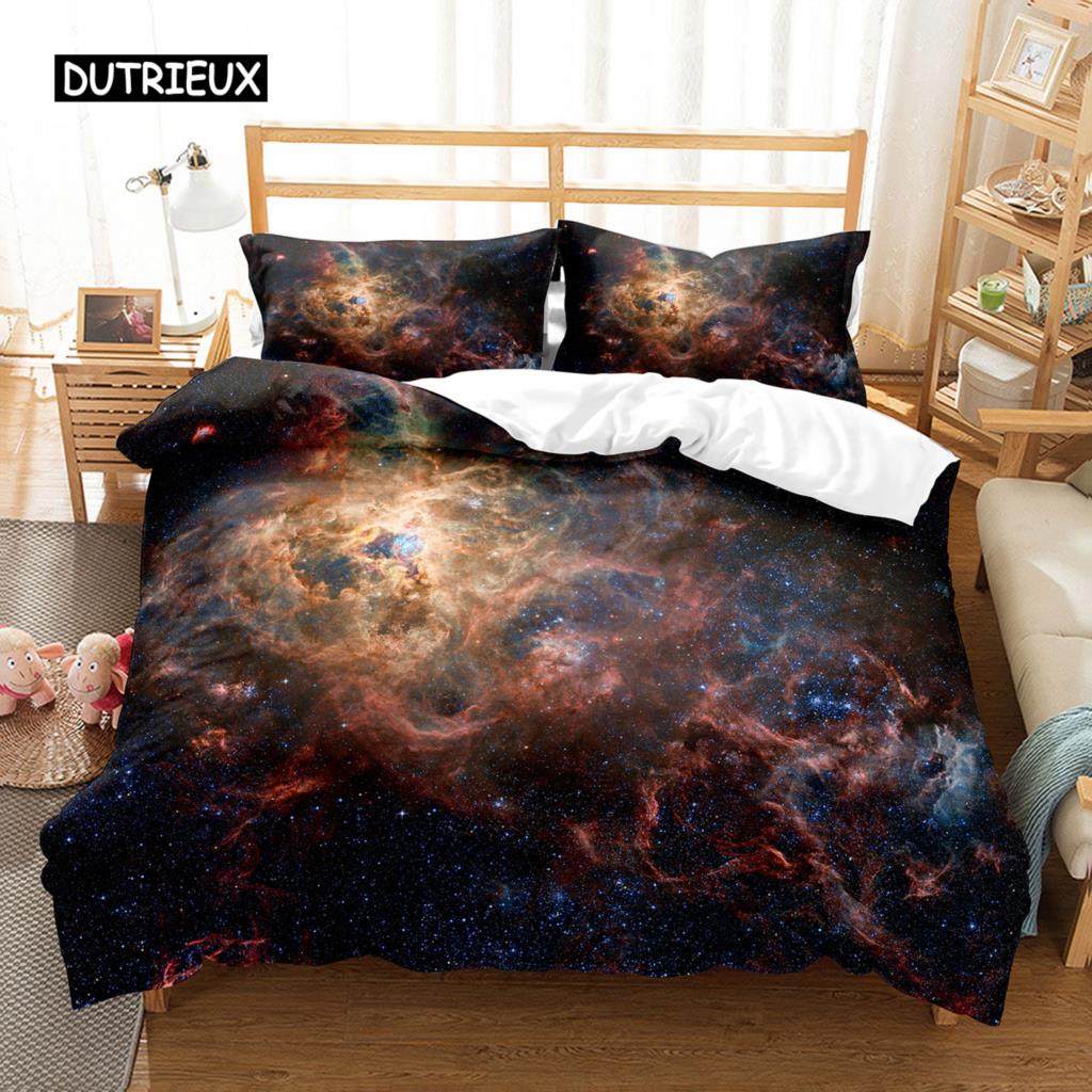 Пододеяльник Hubble King Size Queen Размер Звездное Небо Комплект Постельного Белья Яркий Космический Пейзаж Наволочка Долговечный Полиэстер