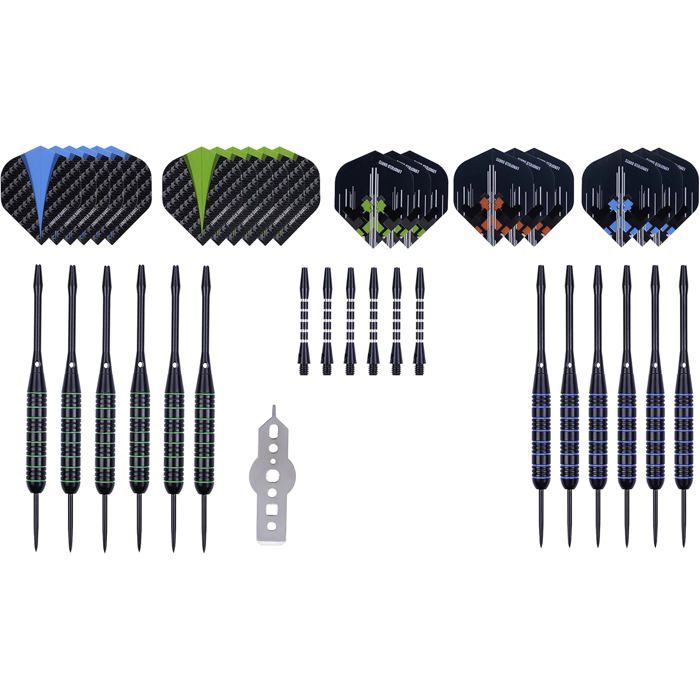 Дартс стальной для 4 игроков - 12 дротиков - запасные аксессуары и многофункциональный инструмент