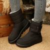 Women's Wide Width Snow Boots, Waterproof Round Toe Mid-Calf Boots, Plush Lined Platform Winter Booties for Women